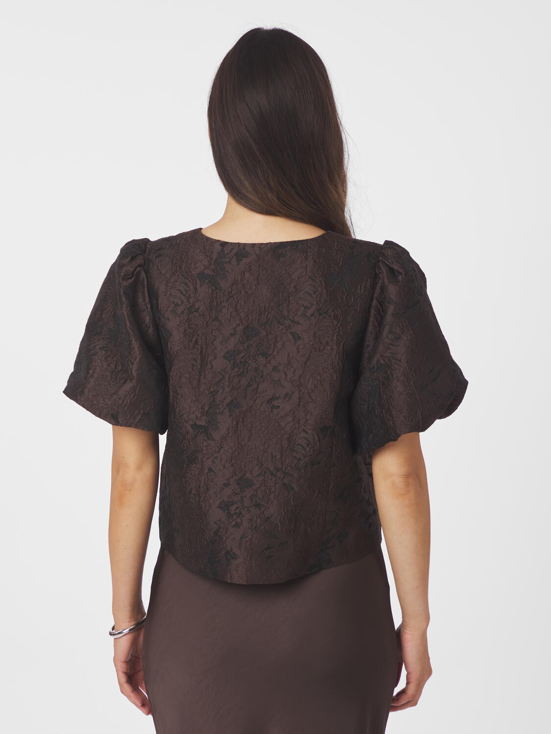 Aisa Brocade bluse - mørkebrun